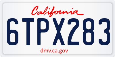 CA license plate 6TPX283