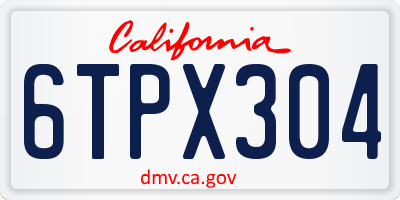 CA license plate 6TPX304