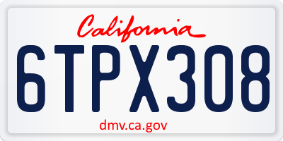 CA license plate 6TPX308