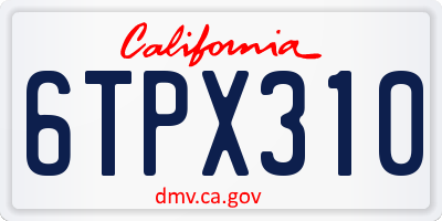 CA license plate 6TPX310