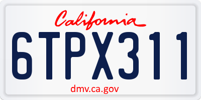 CA license plate 6TPX311