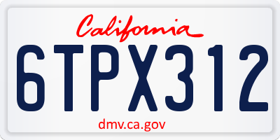 CA license plate 6TPX312