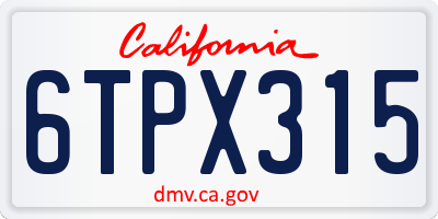 CA license plate 6TPX315