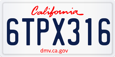 CA license plate 6TPX316