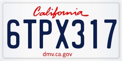 CA license plate 6TPX317