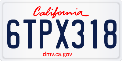 CA license plate 6TPX318