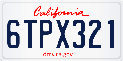 CA license plate 6TPX321