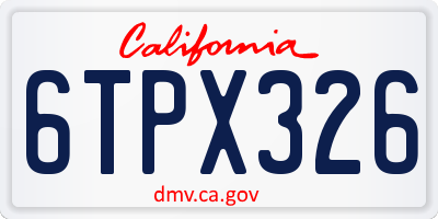 CA license plate 6TPX326