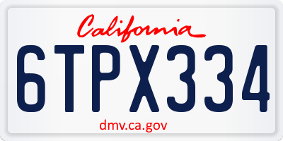 CA license plate 6TPX334