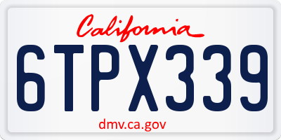 CA license plate 6TPX339