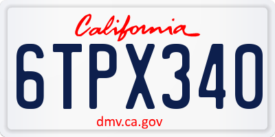 CA license plate 6TPX340