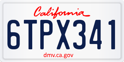 CA license plate 6TPX341