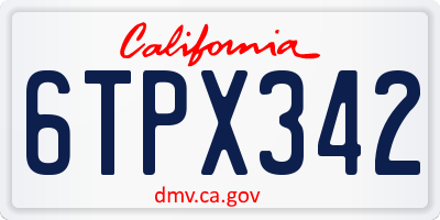 CA license plate 6TPX342