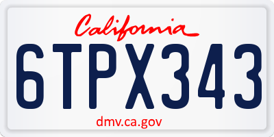 CA license plate 6TPX343