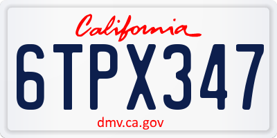 CA license plate 6TPX347