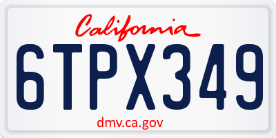 CA license plate 6TPX349