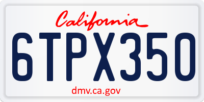 CA license plate 6TPX350