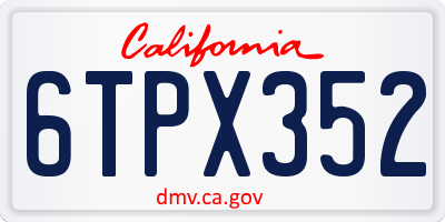 CA license plate 6TPX352