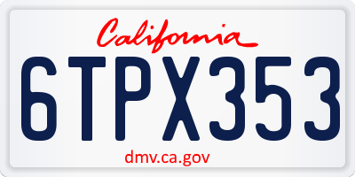 CA license plate 6TPX353