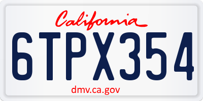 CA license plate 6TPX354