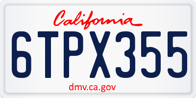 CA license plate 6TPX355