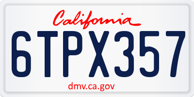 CA license plate 6TPX357