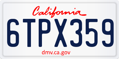 CA license plate 6TPX359