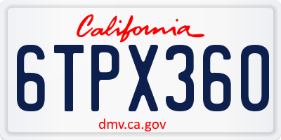 CA license plate 6TPX360