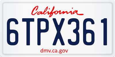CA license plate 6TPX361