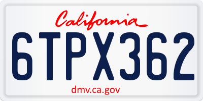 CA license plate 6TPX362