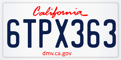 CA license plate 6TPX363