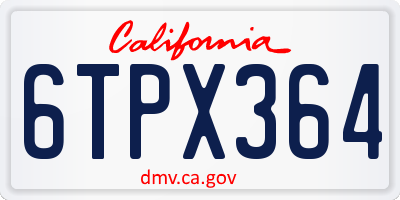 CA license plate 6TPX364