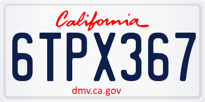 CA license plate 6TPX367