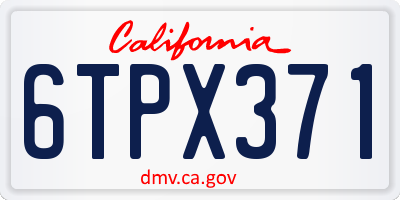 CA license plate 6TPX371