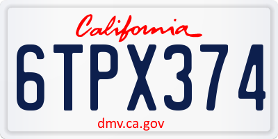 CA license plate 6TPX374