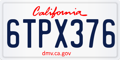 CA license plate 6TPX376