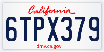 CA license plate 6TPX379