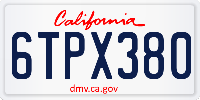 CA license plate 6TPX380