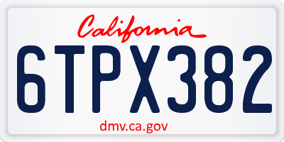 CA license plate 6TPX382