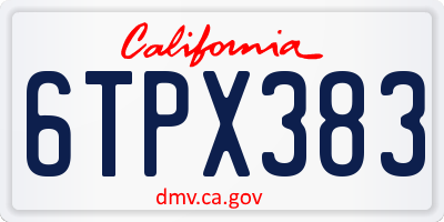 CA license plate 6TPX383