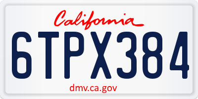 CA license plate 6TPX384