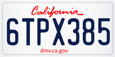 CA license plate 6TPX385