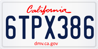 CA license plate 6TPX386