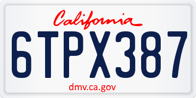 CA license plate 6TPX387