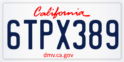 CA license plate 6TPX389