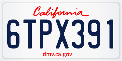 CA license plate 6TPX391