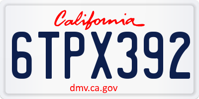 CA license plate 6TPX392