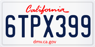 CA license plate 6TPX399