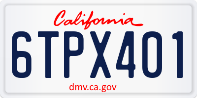 CA license plate 6TPX401