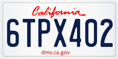 CA license plate 6TPX402